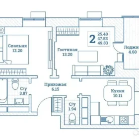 Изображение для 2-к. квартира, 48 м.кв, 3/7 эт. №11